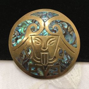 Vintage Brooch Or Pendant With Abalone Inlays